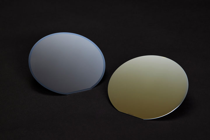 sintered-PZT bonded wafers 1µm functional layer (left) and  100µm functional layer (right)