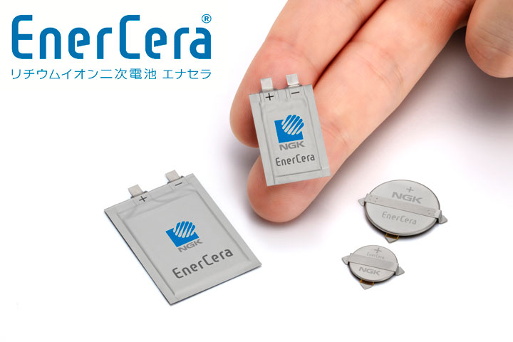 Ultra-compact, thin lithium-ion rechargeable "EnerCera batteries"