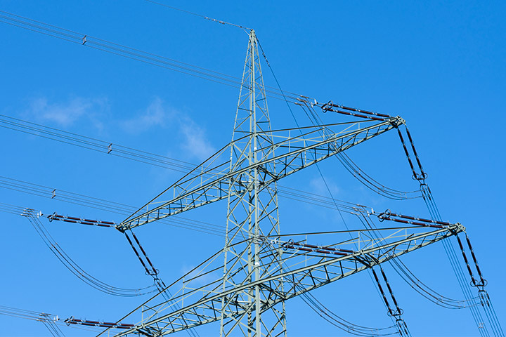 Long Rod Insulators support transmission lines on steel towers