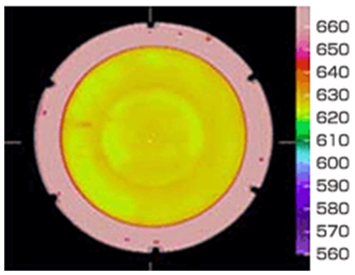 Wafer thermal uniformity (φ300 heater) E.g., ～600 deg.C<±0.1%