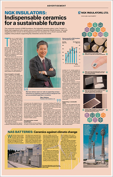 May 22, 2017 NGK INSULATORS: Indispensable ceramics for a sustainable future(The Financial Times)View Article