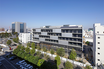This is a photograph of the new administration/welfare wing completed in Mizuho, Nagoya.